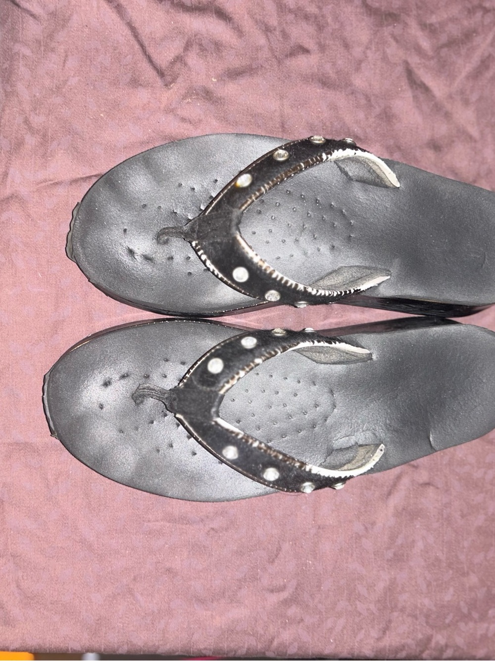 Black Studded Women's Flip Flop Sandals